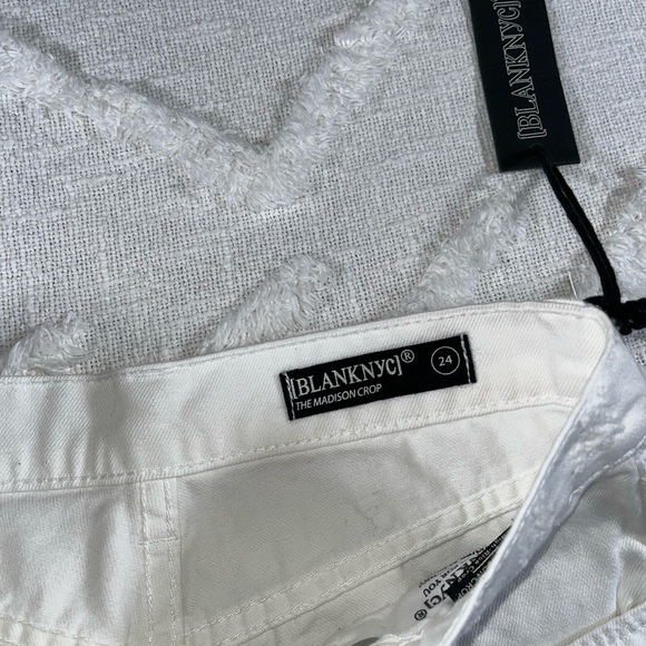 NWT BLANKNYC The Madison Crop High Waist Jeans Raw Hem White Size 24 - Picture 4 of 15